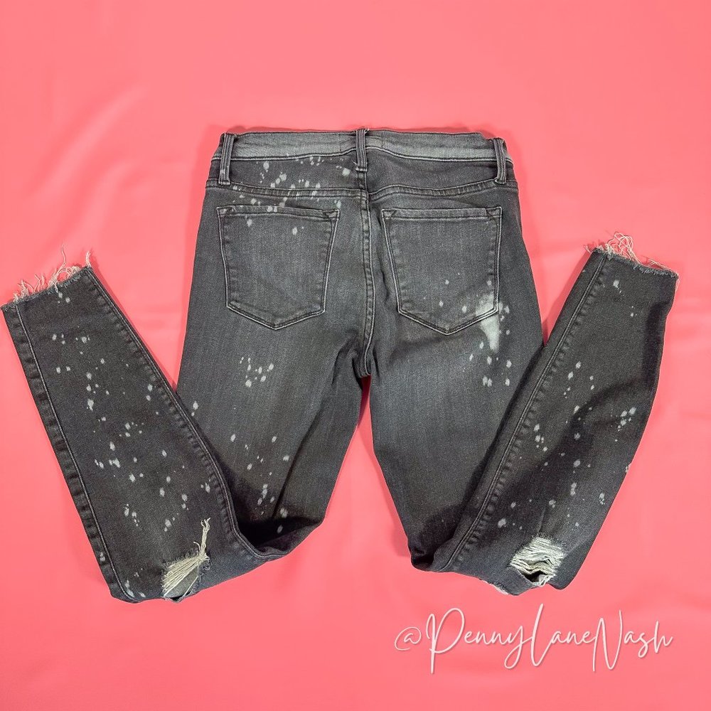 Black Orchid Noah Paint Splatter Ankle Fray Skinny Jean Galaxian - Picture 10 of 11